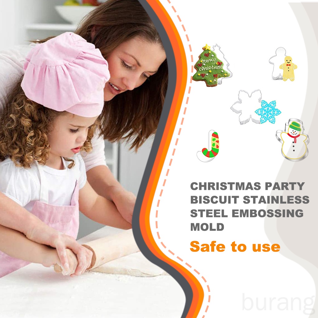 Set 5 khuôn làm bánh quy bằng thép không gỉ phong cách giáng sinh