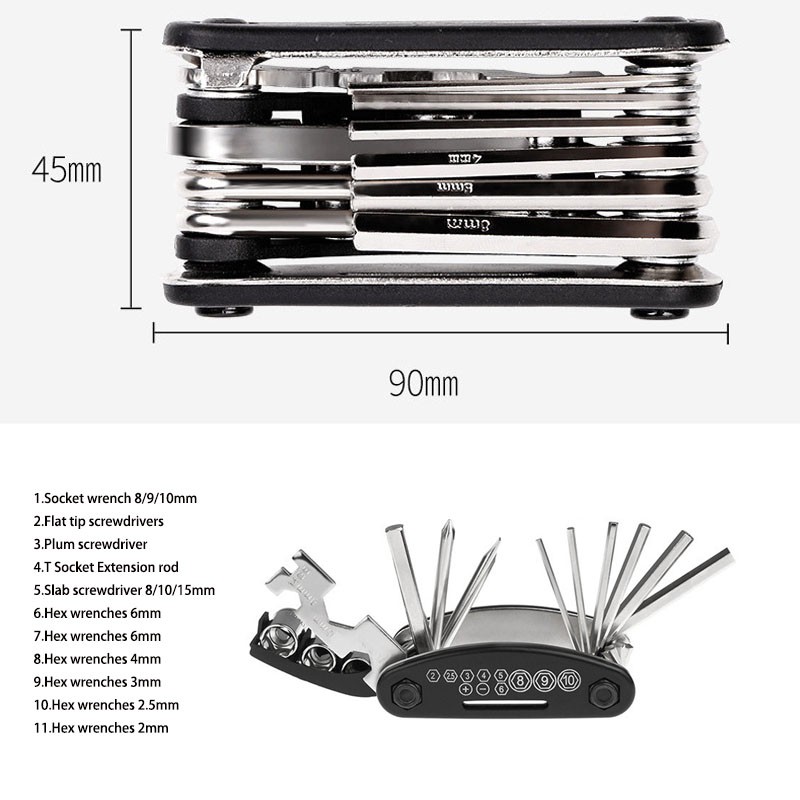 Bộ dụng cụ sửa chữa lốp xe đạp Mtb thiết kế 16 trong 1 tiện lợi chất lượng cao