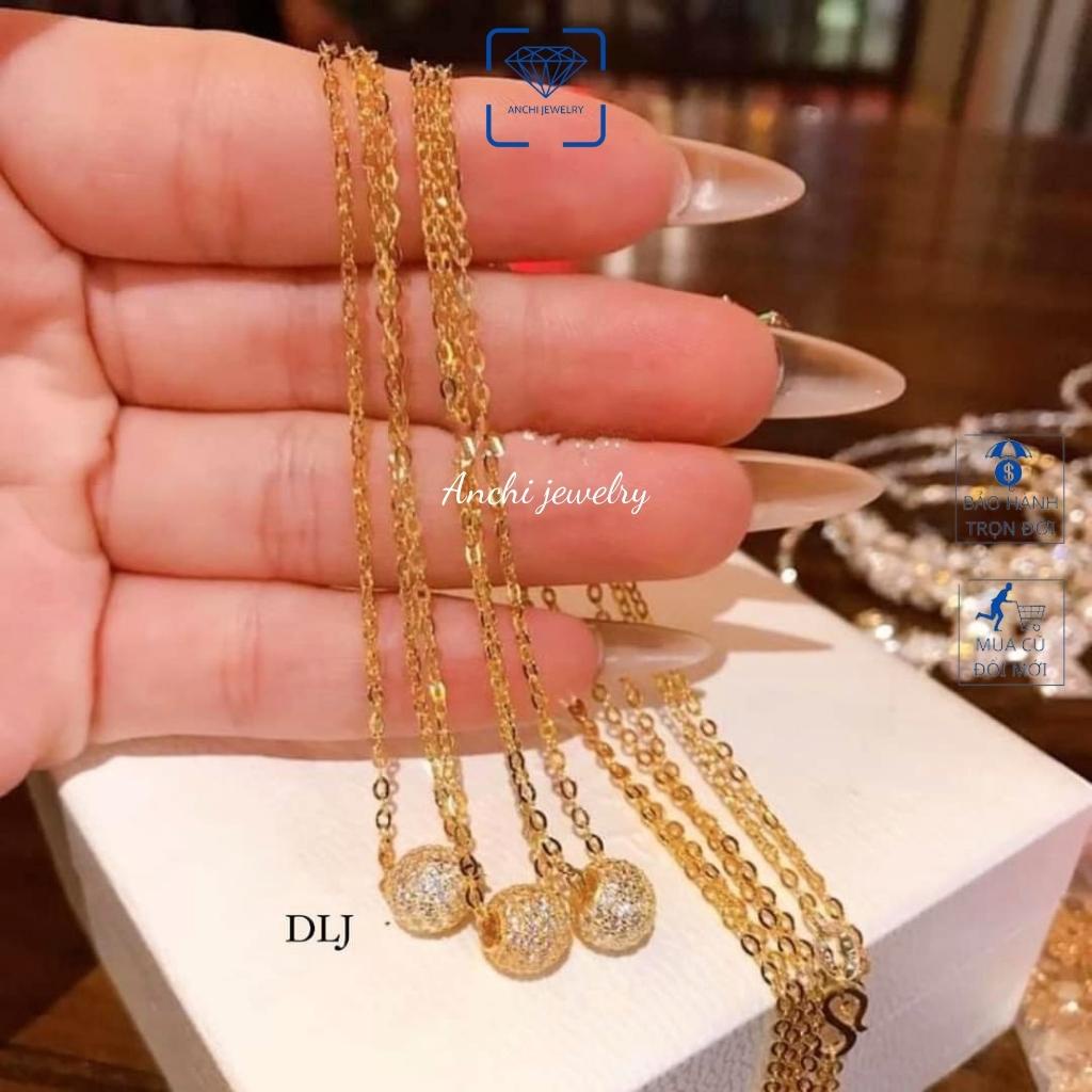 Dây chuyền mặt cầu đính đá, chuẩn bạc ta mạ vàng bao sáng đẹp - Anchi jewelry