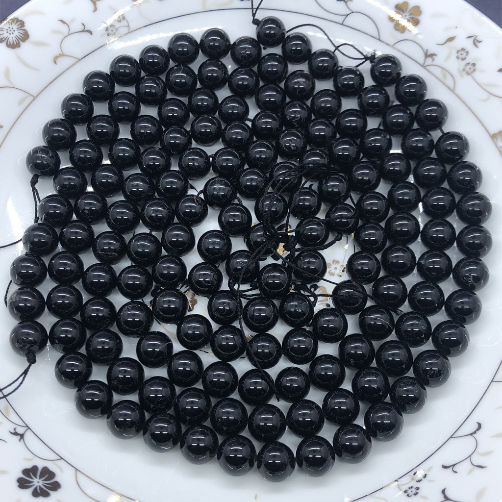 Chuỗi Hạt Đá Tourmaline Đen Tự Nhiên 4-12mm