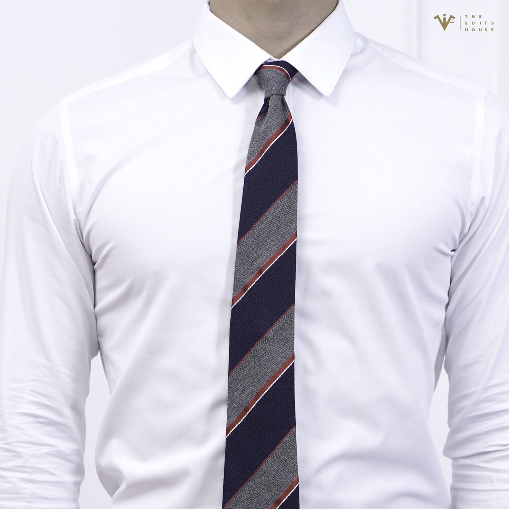 Cà vạt caravat họa tiết kẻ chéo, công sở, bản 7 - 9cm - The Suits House CVBC07