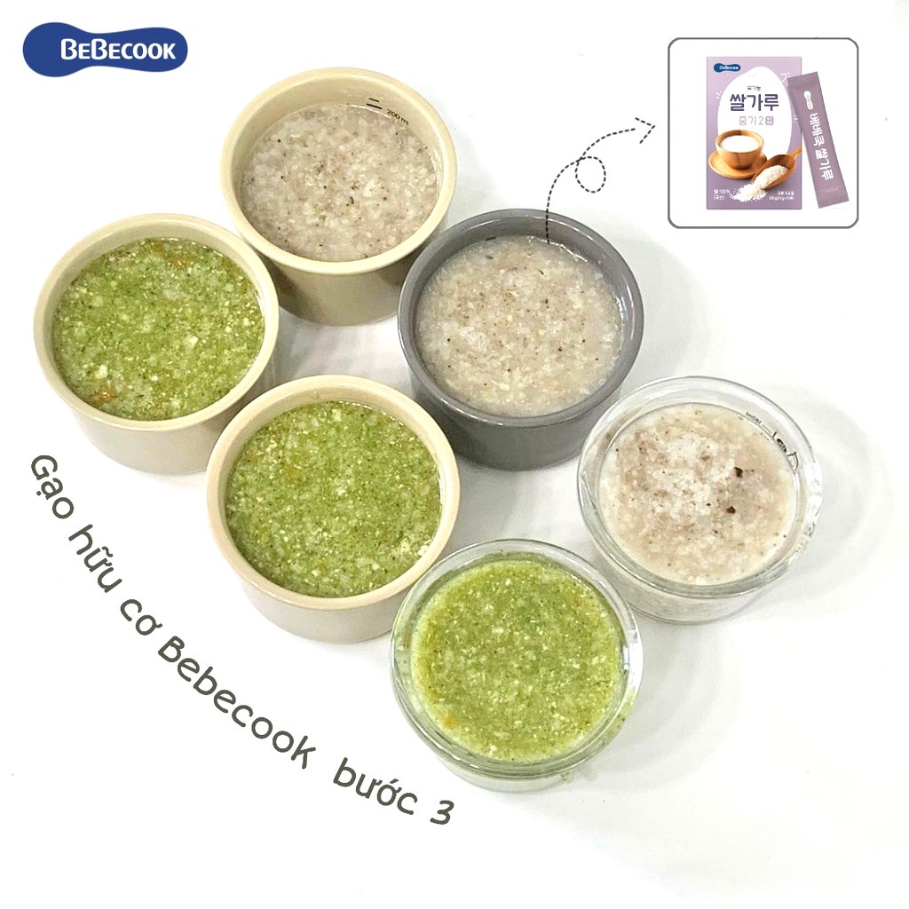 Bột Gạo Ăn Dặm Cho Bé Hữu Cơ Bebecook Hàn Quốc Thơm Ngon Tiện Lợi An Toàn