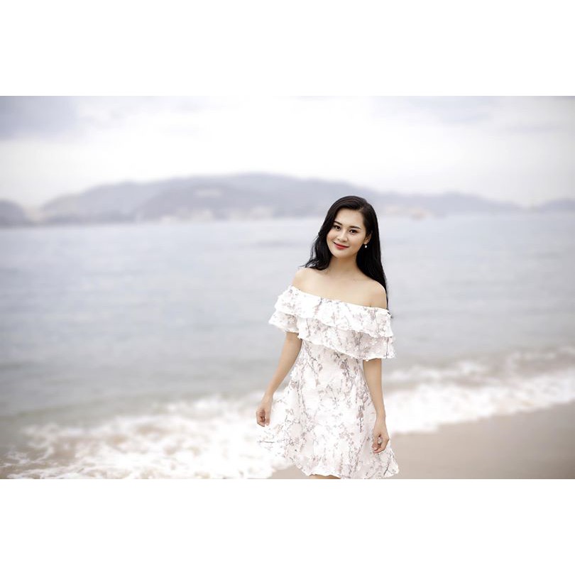 Đầm dự tiệc trễ vai Windy Dress đính hoa dáng xòe sang chảnh