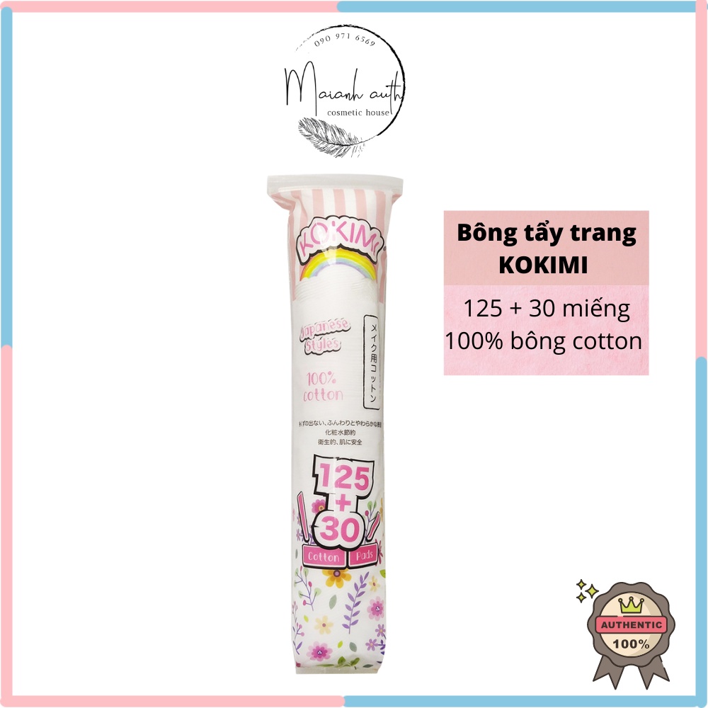 Bông Tẩy Trang KOKIMI 125+30 Miếng 100% Bông Cotton | BigBuy360 - bigbuy360.vn