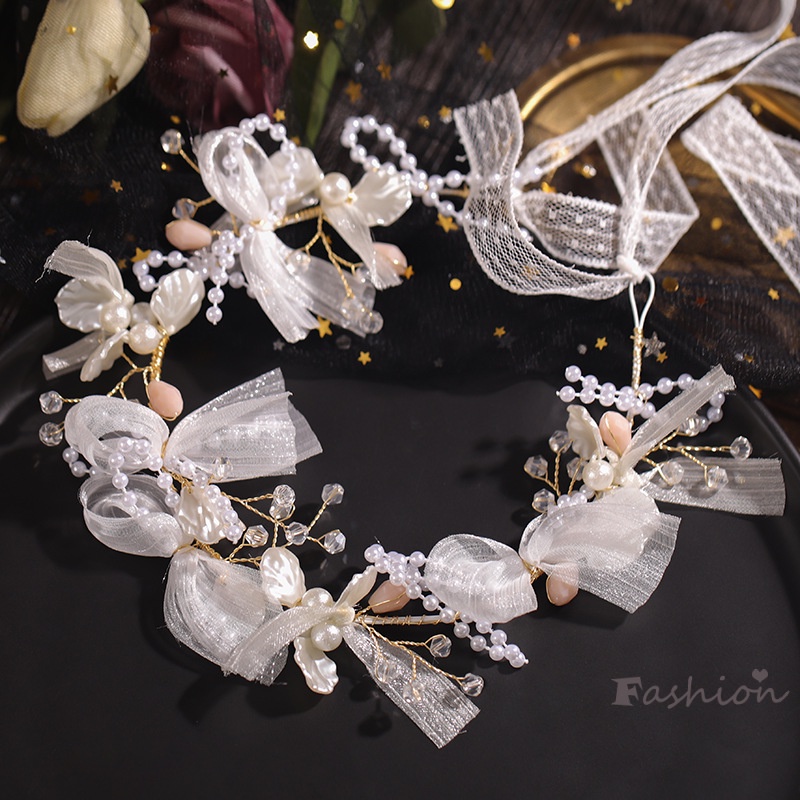 Băng Đô Cài Tóc Đính Ngọc Trai Nhân Tạo Xinh Xắn Cho Cô Dâu