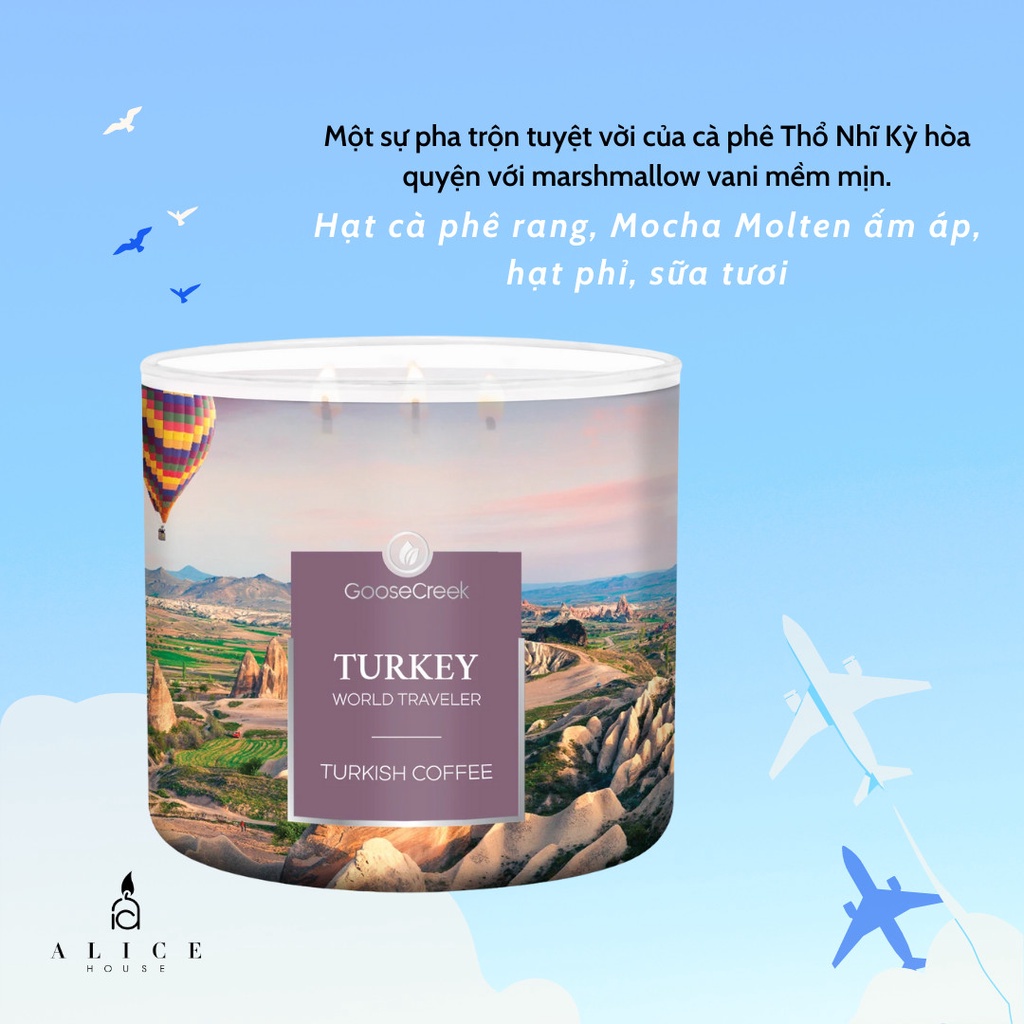 Nến thơm Goose Creek WORLD TRAVELER 3 bấc 411g