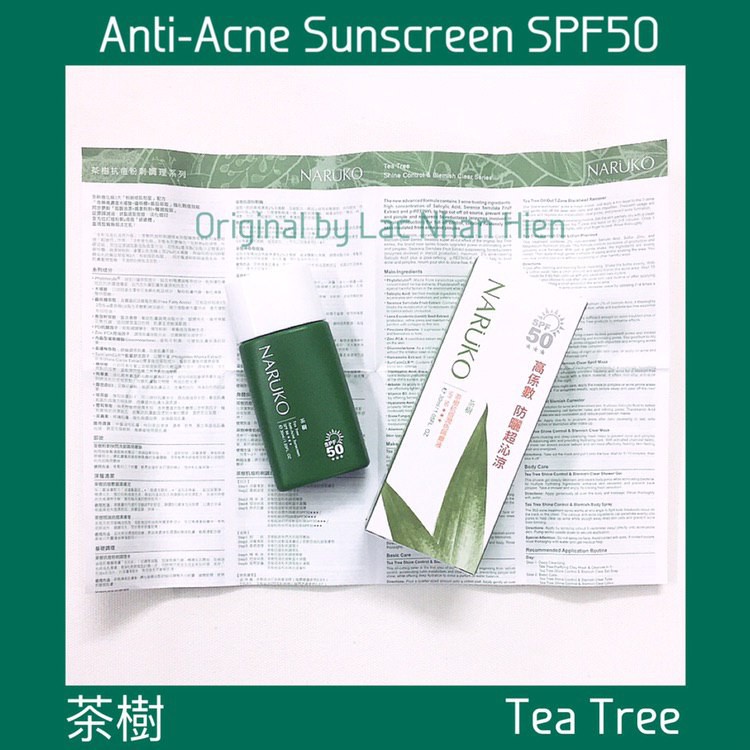 [Đài Loan] KEM CHỐNG NẮNG NGỪA MỤN TRÀM TRÀ NARUKO TEA TREE ANTI-ACNE SUNSCREEN SPF50