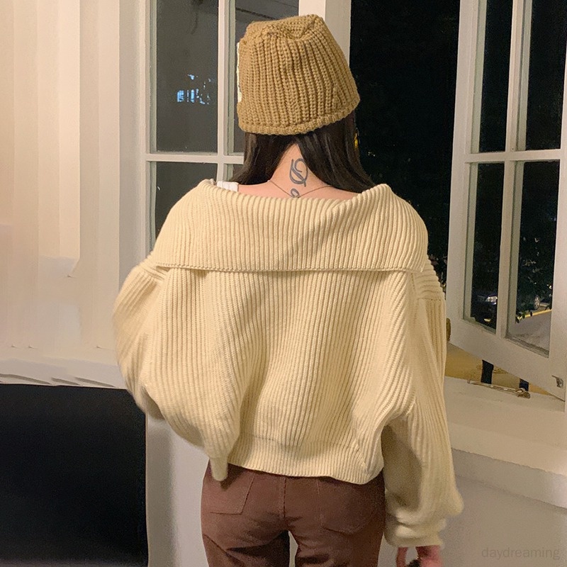 Áo Croptop Dệt Kim Tay Dài Phong Cách Hàn Quốc