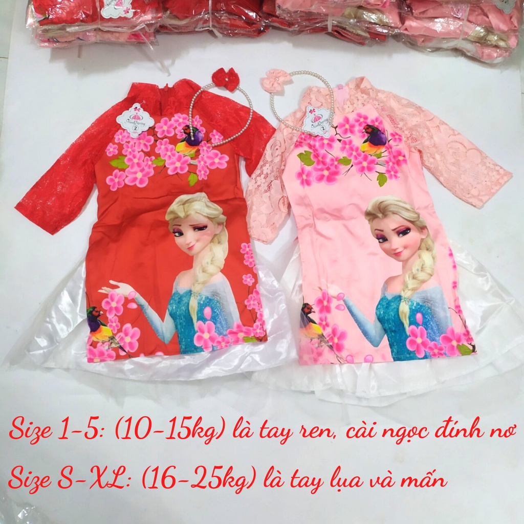 Áo dài cách tân Elsa cho bé gái 8-25kg/ Váy Elsa cho bé gái mặc Tết
