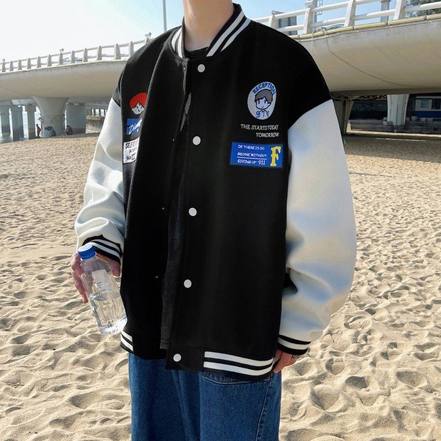 Áo Khoác Bóng Chày Thiết Kế Thêu Chữ Hợp Thời Trang Cho Nam
