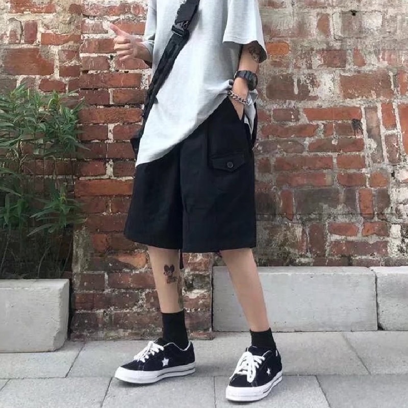 【M-3XL】Quần Short Kaki Ống Rộng Có Túi Phong Cách Hip Hop Thời Trang Mùa Hè Cho Nam Cỡ Lớn M-3XL