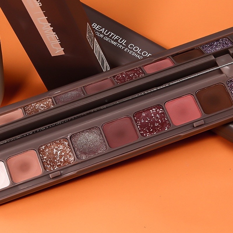 LAMEILA Bảng Phấn Mắt Trang Điểm Chín Màu Sắc Hiệu Ứng Lì Ánh Ngọc Trai Chống Thấm Nước