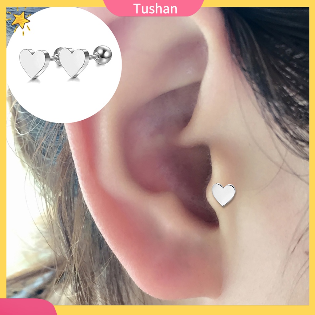 Hoa tai kiểu đinh tán hình trái tim bằng hợp kim