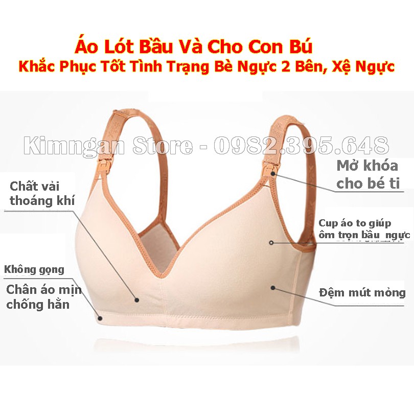 Áo lót bầu và sau sinh cho con bú chống chảy xệ nâng đỡ ngực tốt, không gọng, đệm mỏng AN05