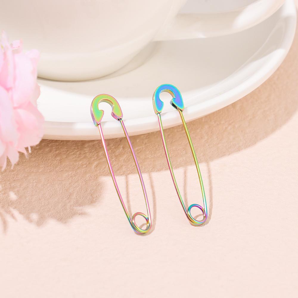 Khuyên Tai Hình Cây Ghim Bằng Thép Không Gỉ Phong Cách Punk Thời Trang