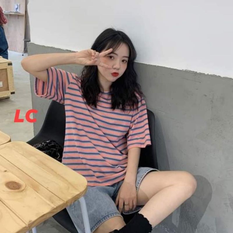 Áo thun tay lỡ Unisex Winxx, áo phông nam nữ kẻ ngang form rộng Hàn Quốc ATL03