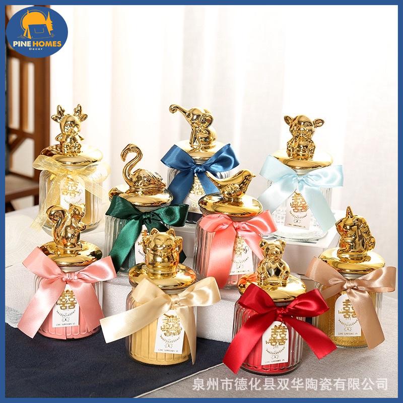 (HÀNG CÓ SẴN) Hũ Đựng Bánh Mứt Kẹo, Gia Vị Thuỷ Tinh Nắp Thú Hàng Cao Cấp (hũ bé có nắp ren cao su)