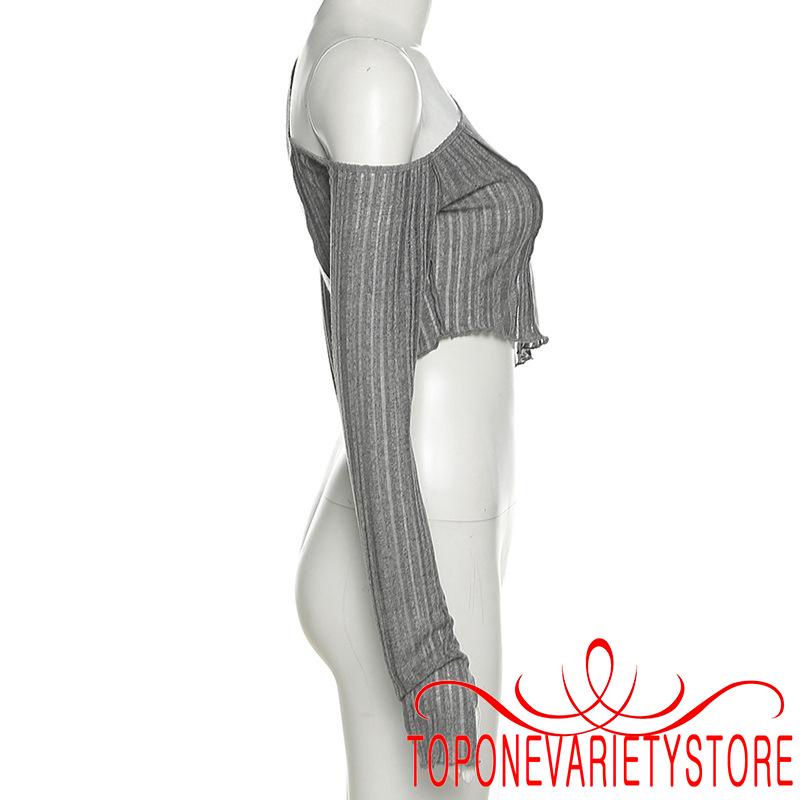 Áo croptop tay dài màu trơn thiết kế độc đáo thời trang quyến rũ cho nữ