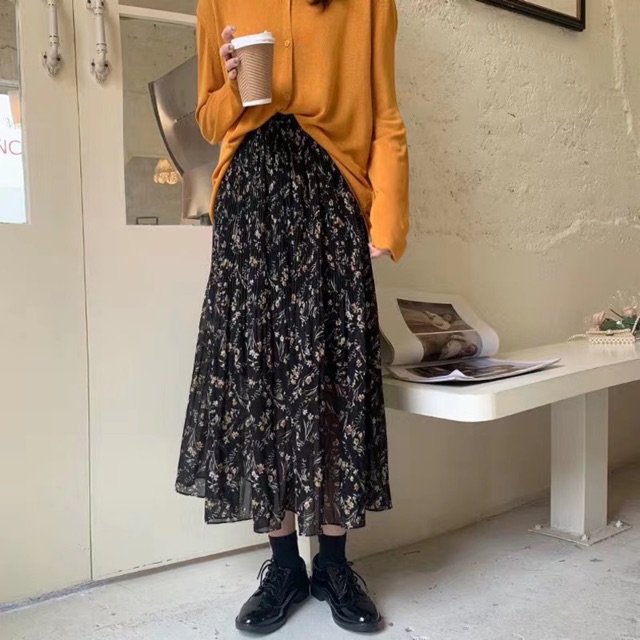 Chân váy hoa nhí vintage dập ly Ulzzang 🌸 CV6622 Hàng Quảng Châu | BigBuy360 - bigbuy360.vn