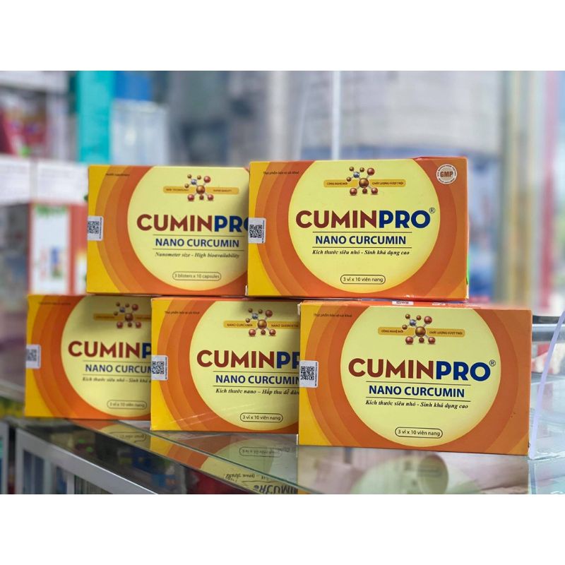 CUMIN PRO hộp 30 viên Nano Curcumin phân tử siêu nhỏ, CUMINPRO bao phủ toàn bộ niêm mạc dạ dày cho hiệu quả tối đa