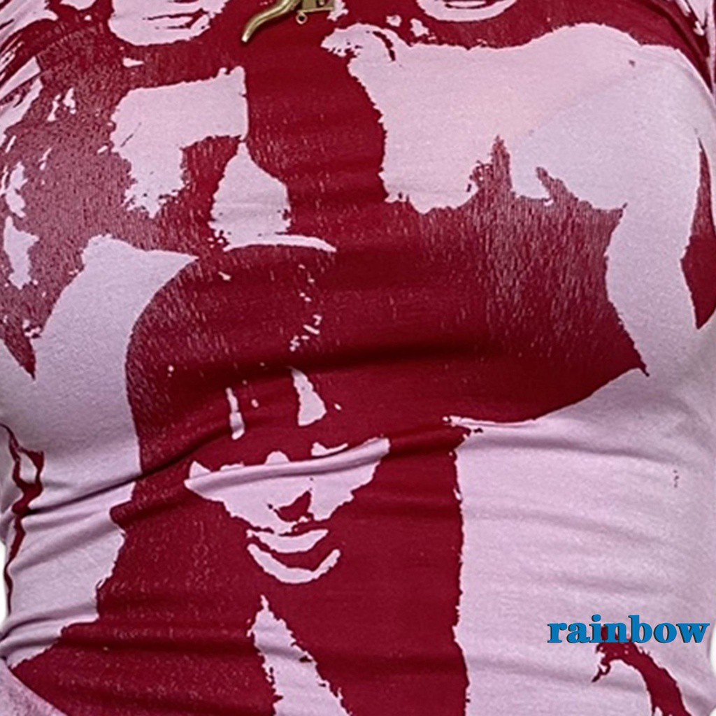 Áo Thun Tay Dài Dáng Ôm In Họa Tiết Cầu Vồng 6 Màu Thời Trang Mùa Hè Cho Nữ | BigBuy360 - bigbuy360.vn