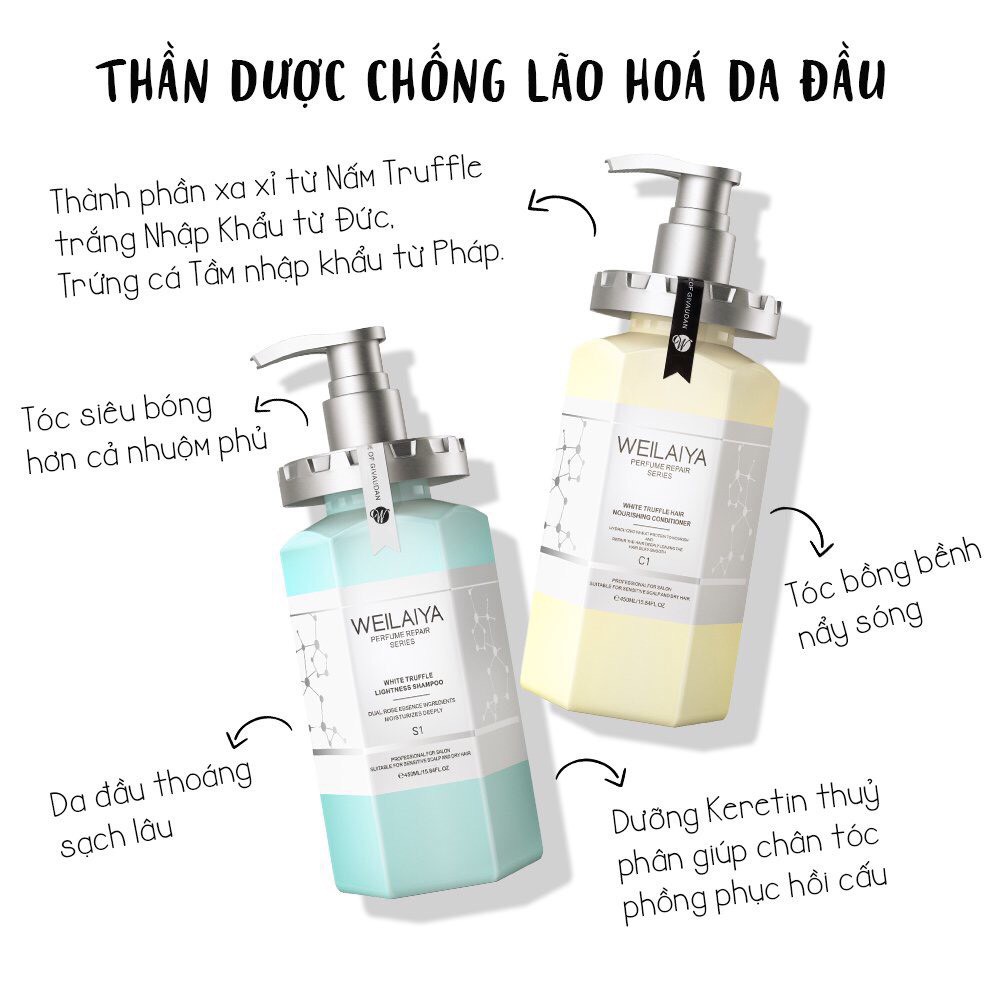 ✅[ Tặng set MINI ] Dầu gội phục hồi nấm đa tầng TRUFFLE WEILAIYA 450ml chính hãng