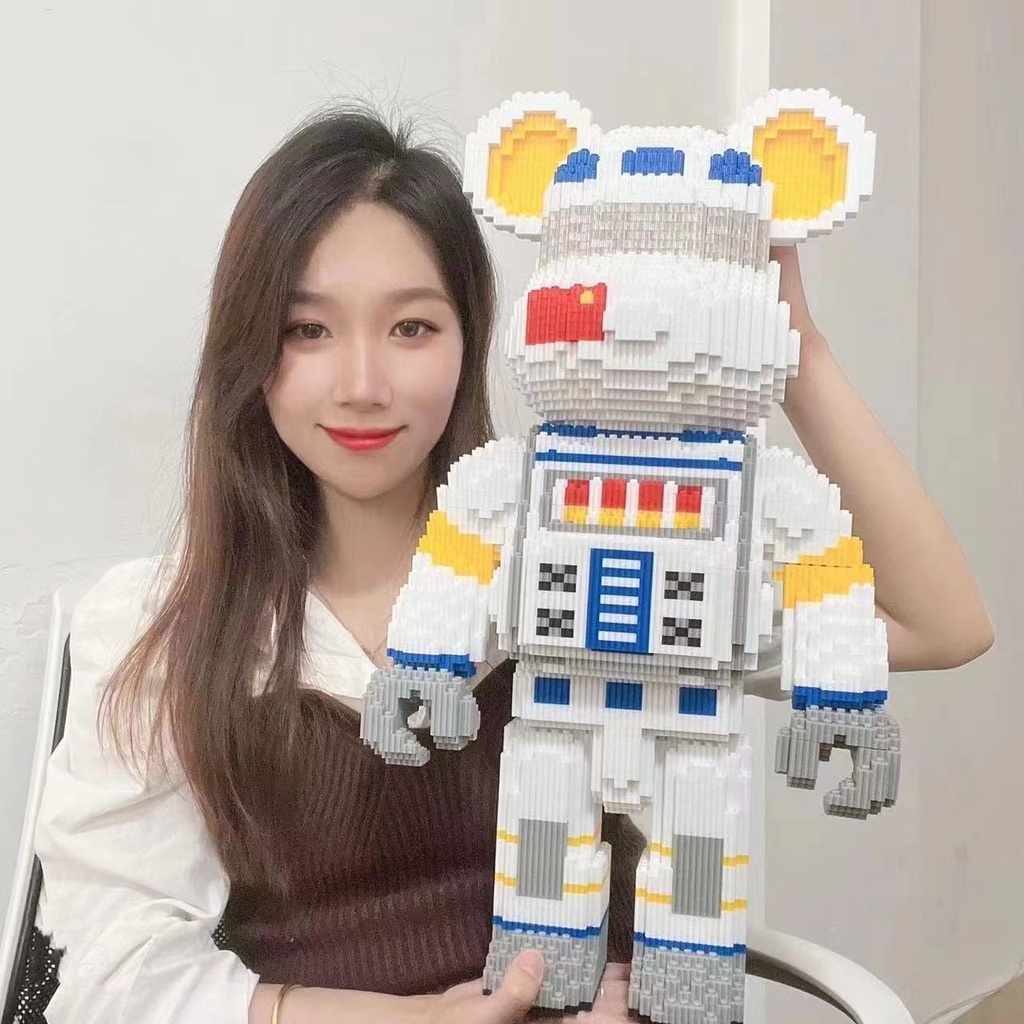 Bộ đồ chơi lắp ghép gấu BearBrick cỡ lớn cao 56cm  tặng kèm búa lắp ráp