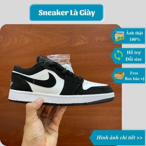 Giày sneaker Jordan 1 low Panda đen - Tặng kèm dây phụ [Bản chuẩn đẹp]