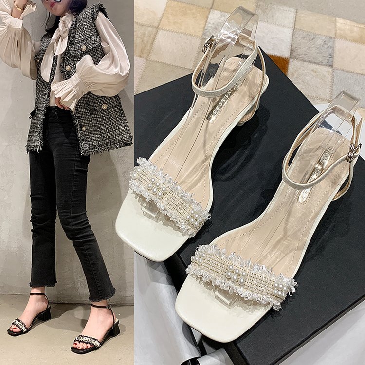 IELGY Giày cao gót nữ hở ngón thời trang