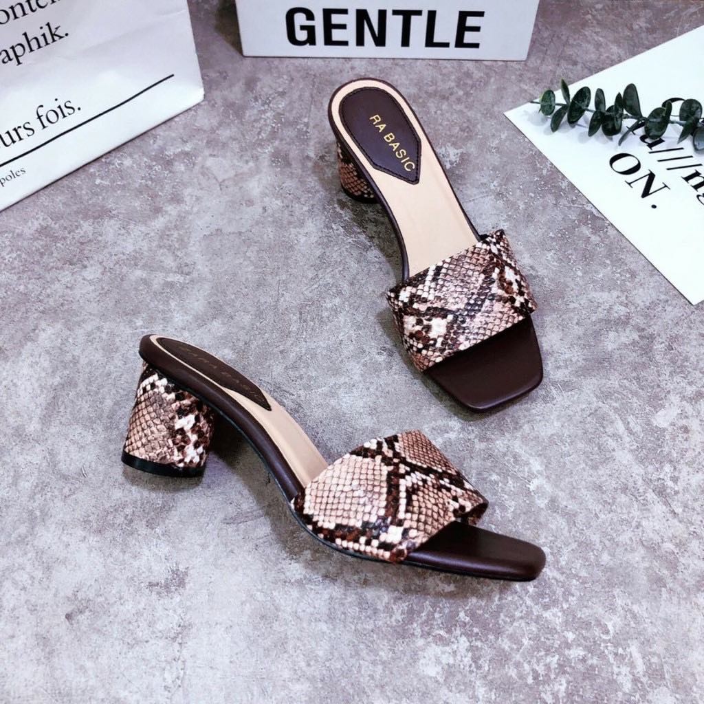 Guốc cao gót ri beo gót ống siêu đẹp cao 7p - Q37