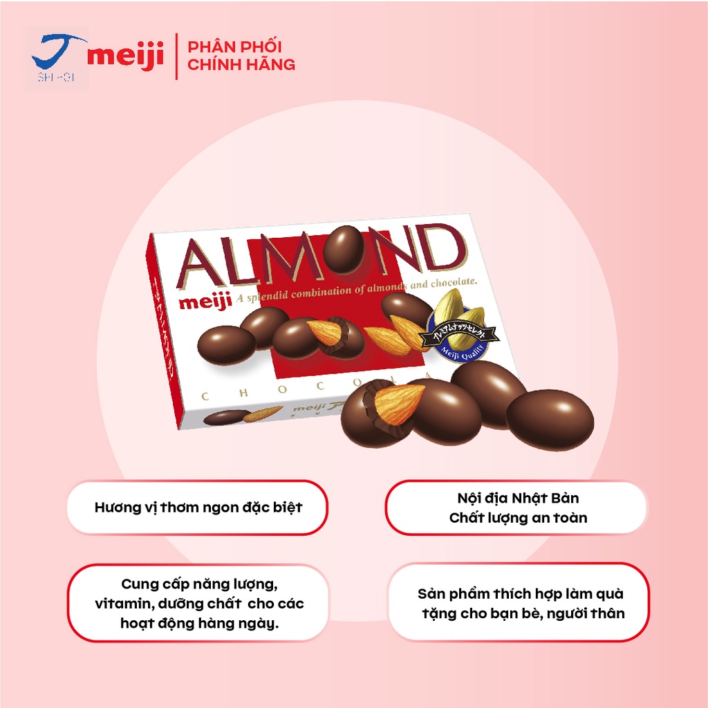 Socola nhân hạt Hạnh nhân Meiji Almond Chocolate Nhật Bản 88g