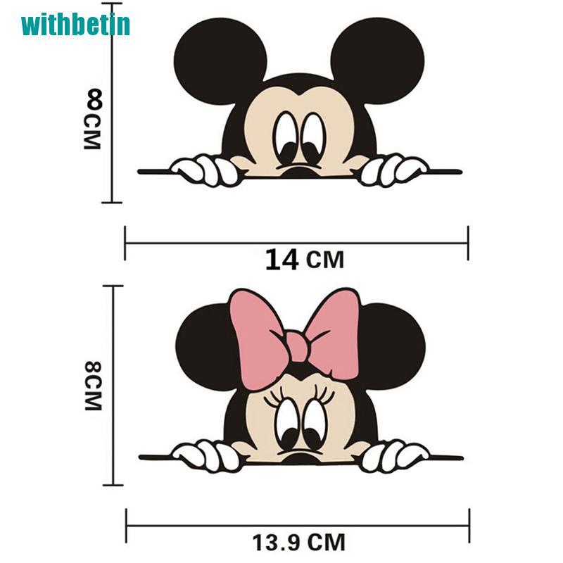 1 nhãn dán hình chuột mickey trang trí gương chiếu hậu ô tô 14x8cm