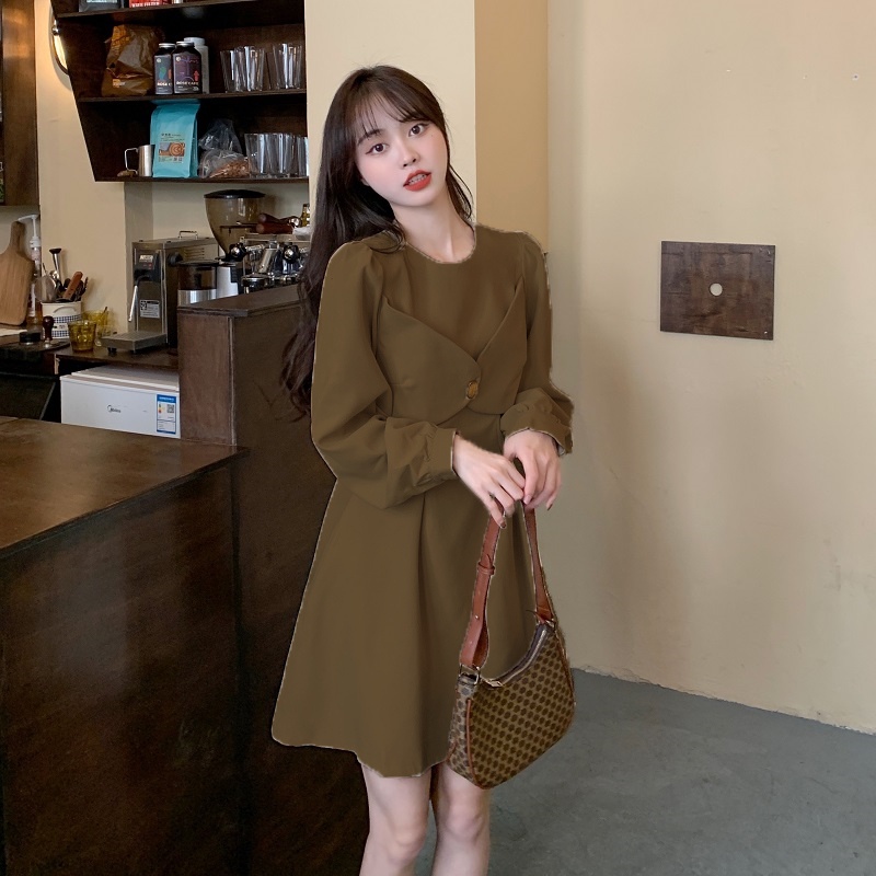 ZHELIHANGFEI Đầm nữ dáng dài tay, eo gợi cảm váy ngắn.