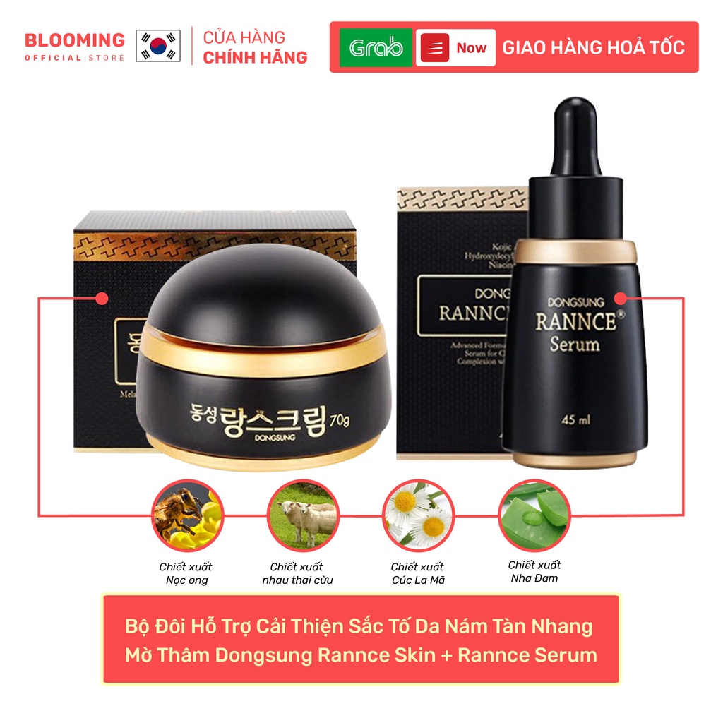 Bộ Đôi Hỗ Trợ Cải Thiện Sắc Tố Da Nám Tàn Nhang Mờ Thâm Dongsung Rannce Cream + Rannce Serum