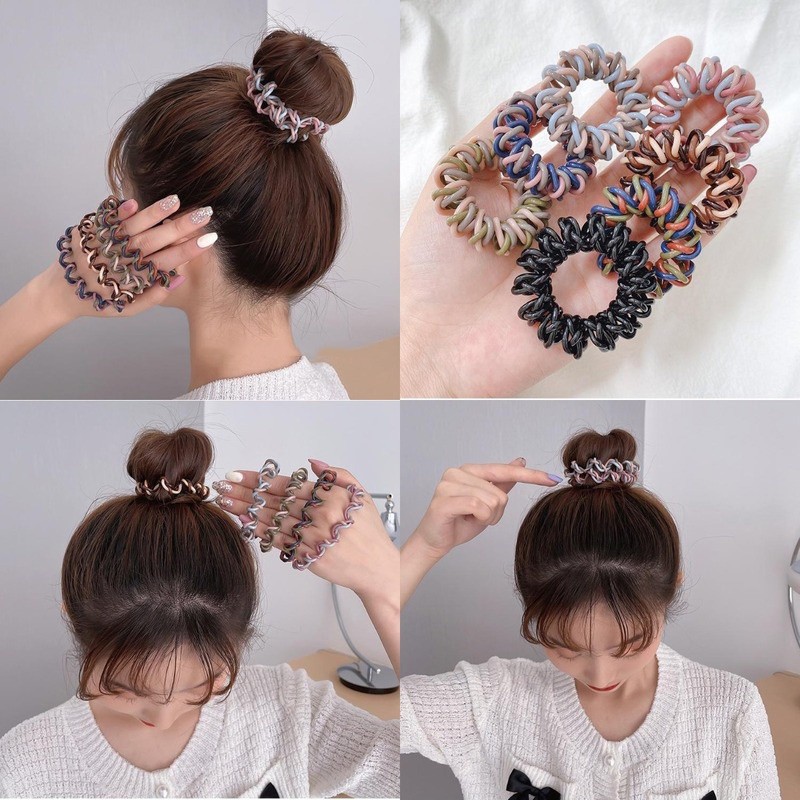 Dây Cột Tóc Cao Su Thiết Kế Đơn Giản Phong Cách Hàn Quốc Dễ Thương Cho Nữ