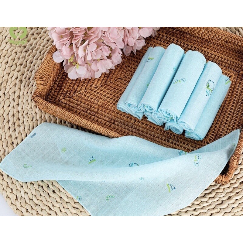 Set 10 khăn sữa sợi tre organic siêu mềm cho bé