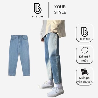 Quần baggy jeans ống đứng , vải không co giãn , không phai màu phong cách Hàn Quốc