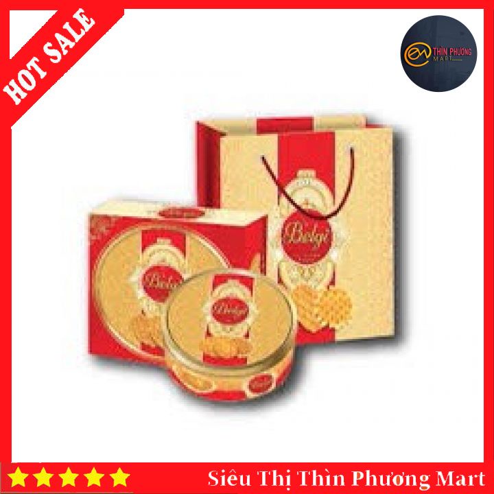 Bánh Belgi Trứng Sữa Hộp Thiếc Màu Đỏ 350g Tặng Kèm Túi Giấy Có Quai Xách Thích Hợp Làm Quà Biếu Tặng
