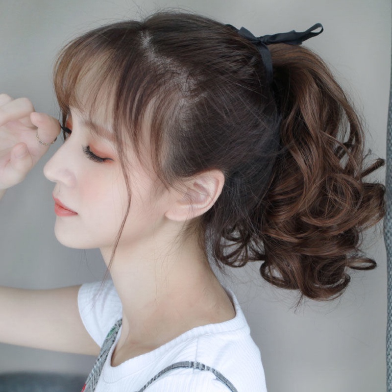 Tóc Giả Đuôi Ngựa Dài 25cm Bằng Sợi Tổng Hợp Chịu Nhiệt Màu Đen / Nâu Thoáng Khí Thoải Mái Dành