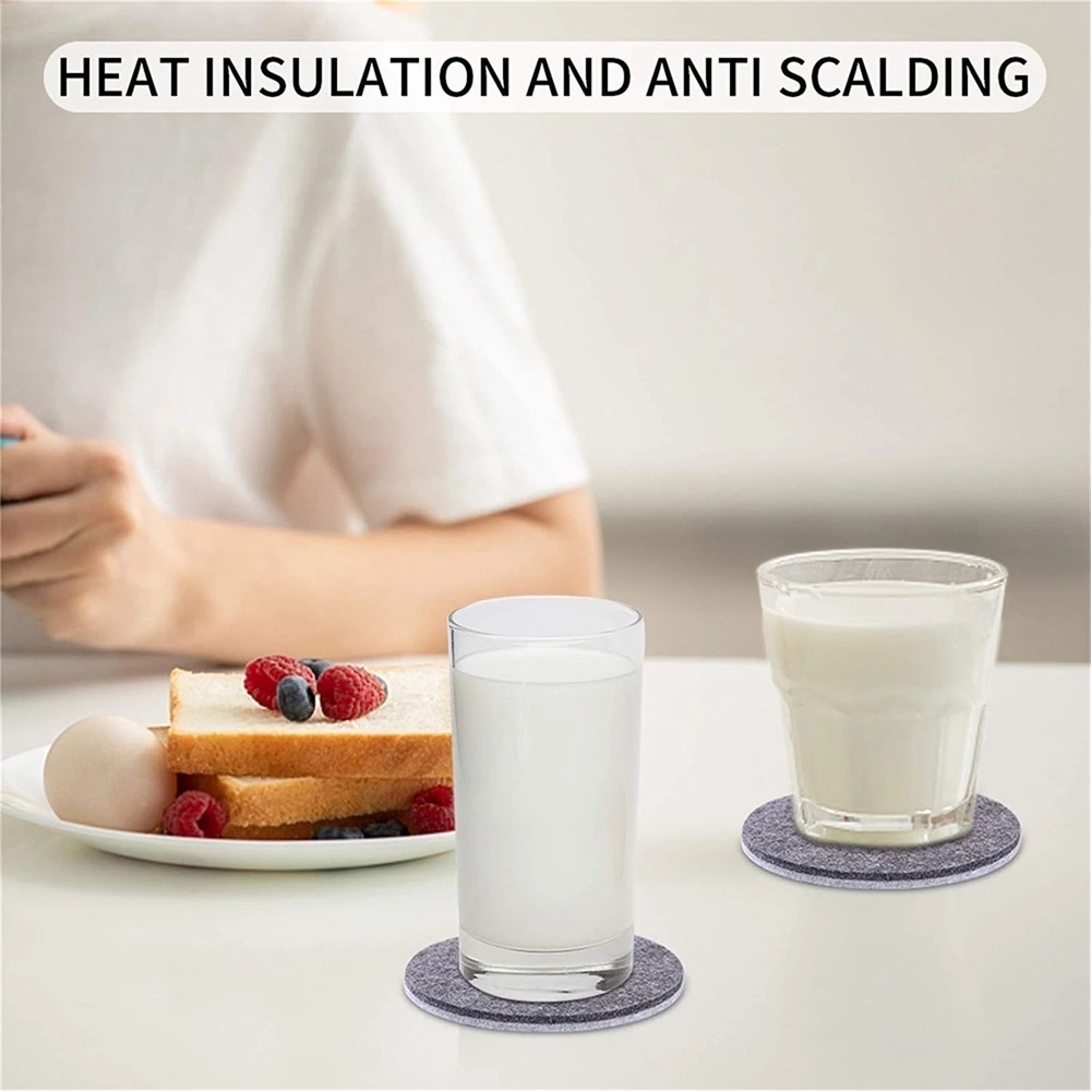 Set 8 Tấm Lót Ly Tròn Bằng Vải Nỉ Cách Nhiệt Bền Bỉ Bảo Vệ Cốc Nước Nóng/Cà Phê/Phụ Kiện Nhà Bếp