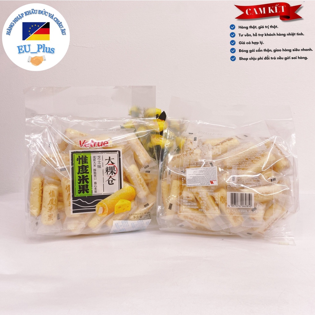 Bánh Gạo Vetrue Đài Loan Vị Phô Mai, trứng muối, rau củ 228g