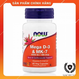 Thực phẩm chức năng now mega vitamin d3 & k2, 60 viên - tăng cường sức đề kháng - chính hãng mỹ