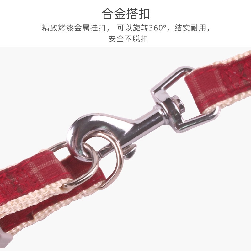 Bộ yếm và dây dắt thú cưng đi dạo họa tiết Caro thời trang