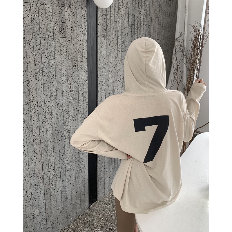 Áo Thun Nữ Tay Dài Có Nón In Chữ Thời Trang