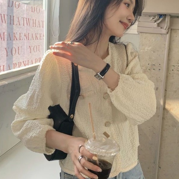 Áo Voan Dài Tay Cổ Tròn Thời Trang Hàn Quốc Dành Cho Nữ