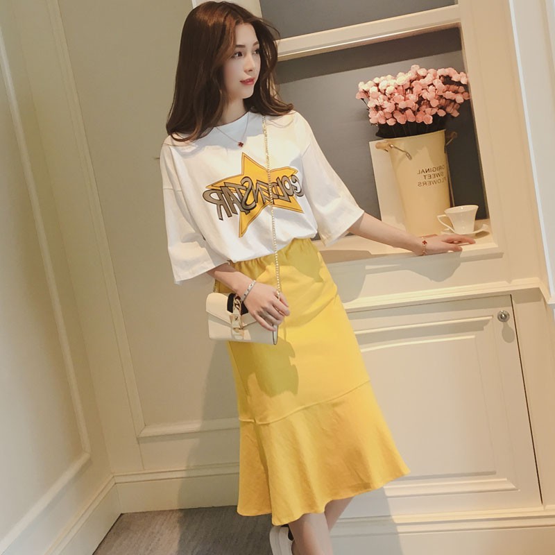Set áo thun ngắn tay và chân váy đuôi cá thời trang Qa21