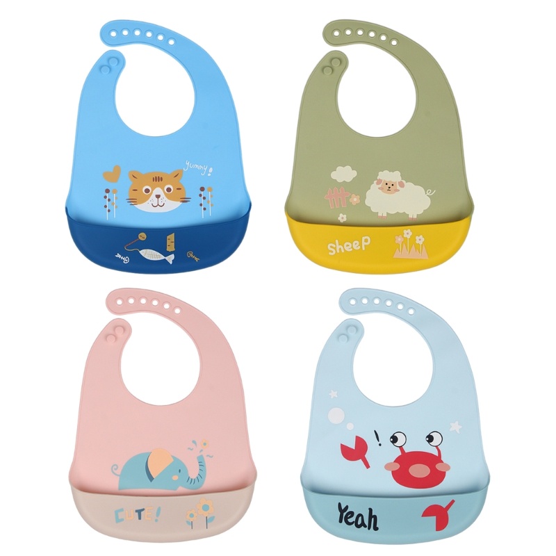 Yếm Ăn Bằng Silicone Chống Thấm Nước Dễ Vệ Sinh Dành Cho Trẻ Em