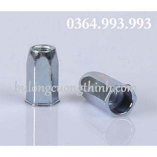 Gói 50 cái Tán rút (Đai ốc rút) lục giác M6, M8. Vành nhỏ. Chất liệu: Mạ kẽm trắng