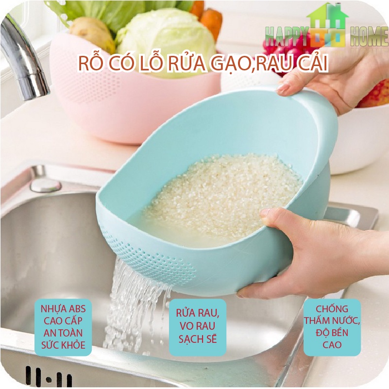 Rổ Vo Gạo Có Lỗ Thoát Nước 2 Trong 1 Tiện Lợi Cho Nhà Bếp