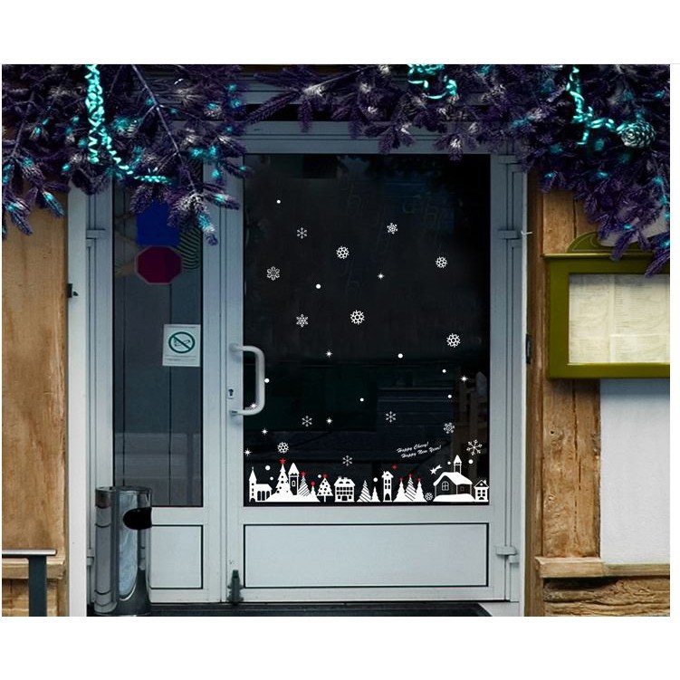 [Tuyết] Decal trang trí cửa noel. decal tuyết rơi, giấy dán tường